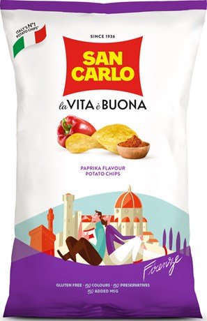 Чипсы картофельные "San Carlo" "Piu Gusto" со вкусом паприк пакет п/п (0,150 кг) 
