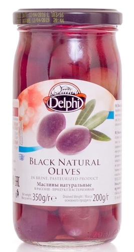 Маслины с косточкой натуральные в рассоле DELPHI 350 гр