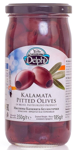 Маслины без косточек Каламата в рассоле Delphi 350 гр