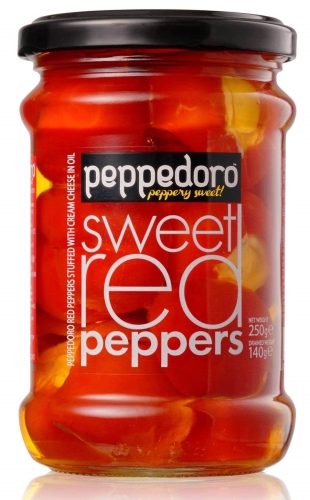 Перец красный сладкий фаршированный сыром в масле Royal Mediterranean 250 гр ст/б