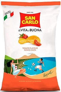 Чипсы картофельные "San Carlo" "Piu Gusto" со вкусом томат пакет п/п (0,150 кг) 