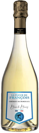 Вино игристое "Ля Флер Де Франсуа Креман Де Бордо Блан Де Блан" брют белое 0,75 л
