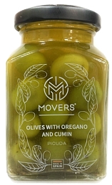 Оливки зеленые с орегано и тмином с косточкой Picuda (Movers), 260мл