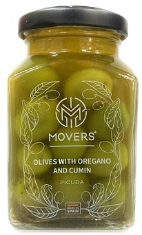 Оливки зеленые с орегано и тмином с косточкой Picuda (Movers), 260мл