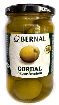 Оливки GORDAL в анчоусном рассоле, Bernal, с косточкой, 300 г (170 г)