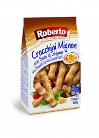 Палочки Хлебные "Гриссини Кроккини" миньон с кунжутом "Roberto" 150 г 