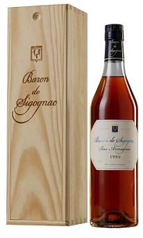 Бренди "Арманьяк Барон де Сигоньяк 1986" 0,7 л в п/к (дерево)