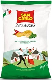 Чипсы картофельные "San Carlo" "Piu Gusto" со вкусом мяты и перца (0,150кг) 