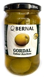Оливки GORDAL в анчоусном рассоле, Bernal, с косточкой, 300 г (170 г)