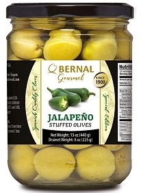 Оливки фарш халапеньо Bernal стекло 436 г (250 г)