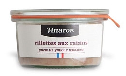 Риет из утки с изюмом "Rillettes de canard aux raisins" Ипатов 120гр